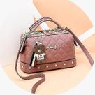 Bolsas new lingge pequena fragrância bolsa de senhora bolsa mensageiro de ombro bolsa de couro macio bolsa quadrada rosa