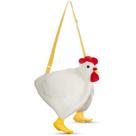 Bolso Bandolera de Peluche con Diseño de Pollo Saintrygo Blanco 45x11x29 cm