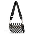 Bolso Bandolera Riñonera de Nylon a Cuadros para Mujer Negro A01 Bolso Bandolera Riñonera de Nylon a Cuadros para Mujer Negro A01