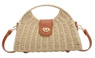 Bolso Cruzado de Paja Molodo Bolsón de Rattan con Asa Superior para Mujeres
