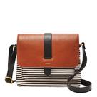 Bolso cruzado Fossil Kinley de cuero y tela negro