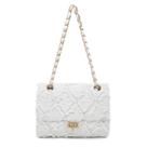 Bolso de hombro MKP para mujer, diseño acolchado, bandolera de mezclilla desgastada en azul