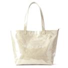 Bolso Tote KALIDI con Cremallera PVC y Papel Kraft para Playa, Beige