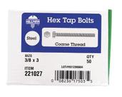 Bolts Hillman Hex Tap 3/8" x 3" Zinc Coarse Thread 50 Box Box
