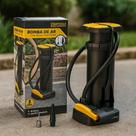 Bomba de Ar com Pedal Portátil Antiderrapante 2 Bicos Adaptadores Inflador para Pneus, Infláveis Bolas e Bicicletas