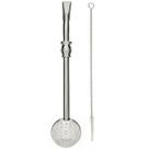 Bomba de Chimarrão 19cm Bojo Plano 800 Furos Inox 304 Detalhe Cuia Liso Bomba de Chimarrão 19cm Bojo Plano 800 Furos Inox 304 Detalhe Cuia Liso