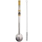 Bomba De Chimarrão Cuia Aço Inox 304 Banho Ouro Rosca 21cm