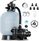 Bomba de Filtro de Areia para Piscina FOTING 1 HP com Timer 3800 GPH