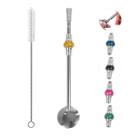 Bomba Média Para Chimarrão Tererê Com Rosca E Anel Com Pedra Decorativa Tomar Mate Em Aço Inox Cromado 23cm