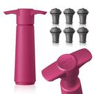Bomba Vacu Vin Wine Saver rosa com tampa de vinho a vácuo Mantenha seu vinho fresco por até 10 dias 1 bomba com 6 rolhas Reutilizável Fabricada na Holanda