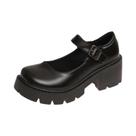 Bombas Femininas Mary Jane de Couro Verniz - Plataforma com Fivela de Tornozelo - Estilo Japonês