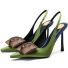 Bombas Slingback Rogerdream femininas quadradas com bico rosa 11 verde-oliva