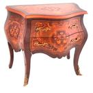 Bombê Movel Decorativo Madeira Maciça Marchetaria Bronze