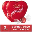 Bombom de Chocolate Suiço Lindt Lindor, 2 Latas Coração 50g