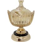 Bomboniere Decorativo Luxo Em Bronze De Vidro Com Tampa 25cm