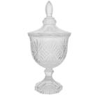 Bomboniere Potiche de Cristal Sortido Baleiro com Pé e Tampa Dublin Lyor Decorativo Transparente