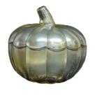 Bomboniere/Potiche de Vidro c/Tampa Moranga Dourado 18x3cm