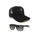 Boné aba curva fé + oculos escuro preto Boné aba curva fé + oculos escuro preto