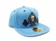 Boné Aba Reta Azul-Claro Snapback - Bordado Caveira Rei de Espadas e Naipes de Baralho Streetwear