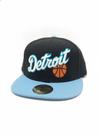 Boné Aba Reta Detroit Basketball Snapback - Bordado Relevo Preto e Azul City Series Premium