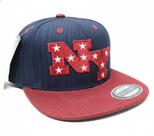 Boné Aba Reta Snapback Azul-Marinho e Vinho NY Estrelas Bordado Premium Ajustável Urbano