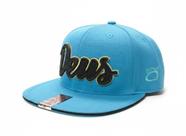 Boné Aba Reta Snapback Azul-Turquesa Bordado Deus Relevo 3D Premium Ajustável Fé