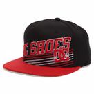 Boné Aba Reta Snapback DC Shoes Preto e Vermelho Bordado 3D Original Premium Ajustável