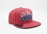 Boné Aba Reta Vermelho América Snapback - Bordado Estrelas Estilo Americano Streetwear Premium