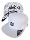 Bone Anth Co Fox Branco Preto Aba Reta Fitão Strapback