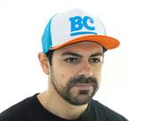 Boné Batera Clube BC Signature Azul com Laranja tamanho único ajustável e logo emborrachado