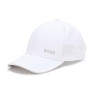 Boné BOSS Bold Logo em Sarja de Algodão Branco Brilho