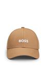 Boné BOSS Center com logotipo de sarja de algodão cor camel