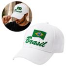 Boné Brasil Bravion Bandeira Bordada Aba Curva e Fecho Metálico Unissex (1 Und)