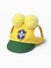 Boné Brasil Pompom Aba Verde para cachorro Tamanho:PPP