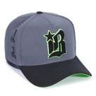 Boné Cinza Aba Preta Detalhe Verde Neon Black Brazil Premium