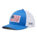 Boné Columbia PFG Fish Flag Snapback para homens em azul vívido/branco