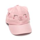Boné com Bordado de Gatinho Rosa