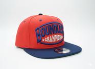 Boné Copa Vermelha Aba Azul Escuro Reta Boundless Champions Snapback Bordado Letras