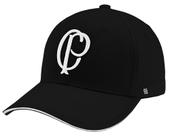 Boné Corinthians Adulto Bordado 6 gomos Aba Curva CP Preto