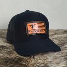 Boné Country Redinha Aba Curva Texanos Trucker Preto Laranja