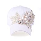 Boné de beisebol, algodão, floral, strass, apliques para adultos