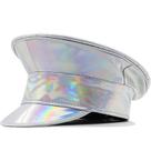 Boné de beisebol, chapéu holográfico de couro PU com pontas para adultos Boné de beisebol, chapéu holográfico de couro PU com pontas para adultos