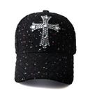 Boné de beisebol, chapéu liso de algodão com remendo cruzado de strass