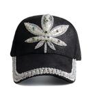 Boné de beisebol com design de folha de strass para mulheres - algodão