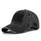 Boné de beisebol Cot-Oath American Flag bordado lavado em preto