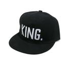 Boné de beisebol de aba plana de acrílico com bordado de letras KING