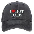 Boné de beisebol de algodão bordado I Love Hot Dads para adultos