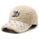 Boné de beisebol de algodão Faux Shearling com adesivo bordado