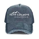 Boné de beisebol de algodão liso com estampa Faith Can Move”