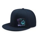 Boné de beisebol de poliéster com aba plana, chapéu liso, design de pôquer de néon